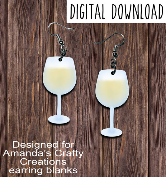 White Wine Glasses Earring Sublimation Design, Hand drawn Wine Glasses Sublimation earring design, digital download, JPG, PNG