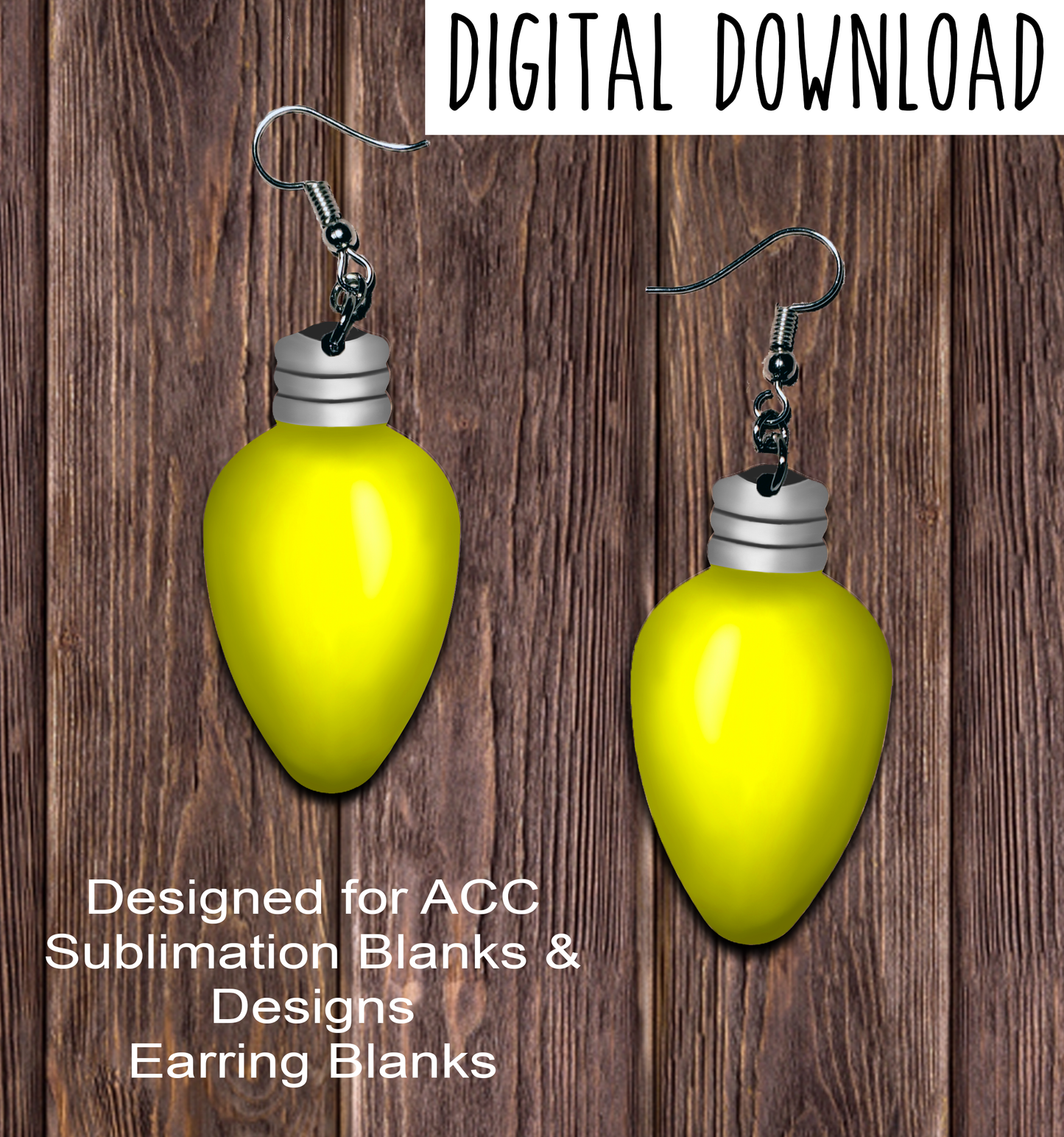 Yellow Christmas Light Teardrop Earring Sublimation Design, Hand drawn Teardrop Sublimation earring design, digital download, JPG, PNG