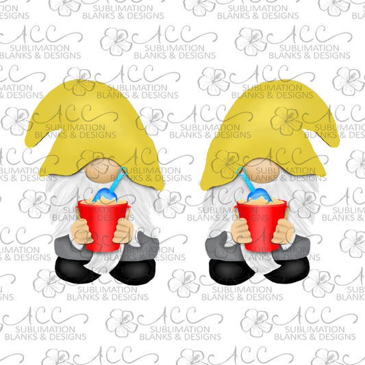Yellow Hat Gnome with Sand Pail Earring Sublimation Design, Hand drawn Gnome Sublimation earring design, digital download, JPG, PNG