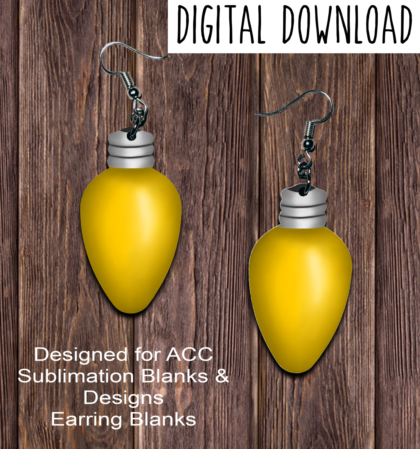 Yellow Orange Christmas Light Teardrop Earring Sublimation Design, Hand drawn Teardrop Sublimation earring design, digital download, JPG, PNG