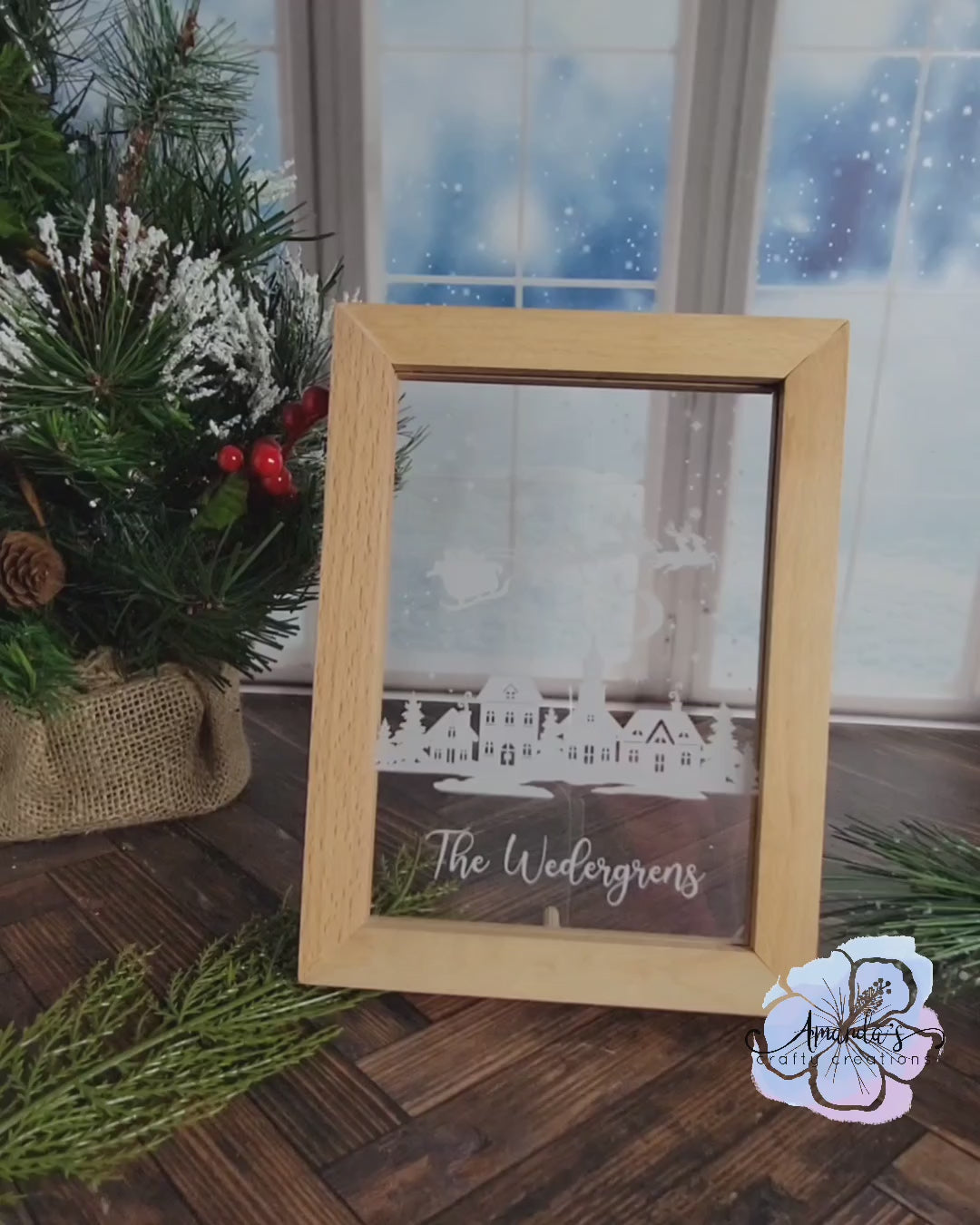 LED Lighted Wood Frame with Acrylic Insert for engraving, RGB LED wood