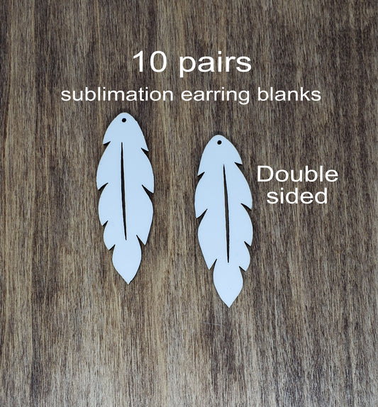 Sublimation hardboard blanks, feather earring sublimation blanks, DOUBLE-SIDED feather earring shape blanks for sublimation