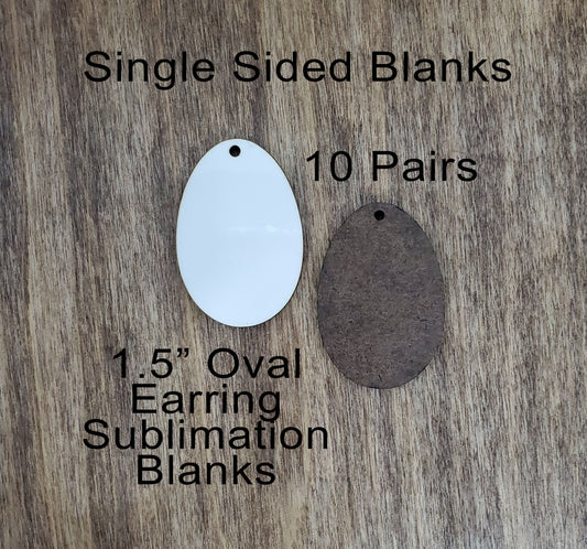 Sublimation hardboard blanks, oval earring sublimation blanks, SINGLE-sided oval earring shape blanks for sublimation