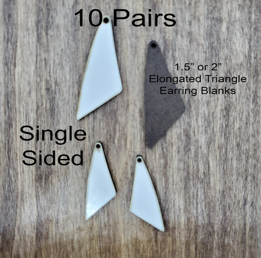 Sublimation hardboard blanks, elongated triangle earring sublimation blanks, SINGLE-sided elongated earring shape blanks for sublimation