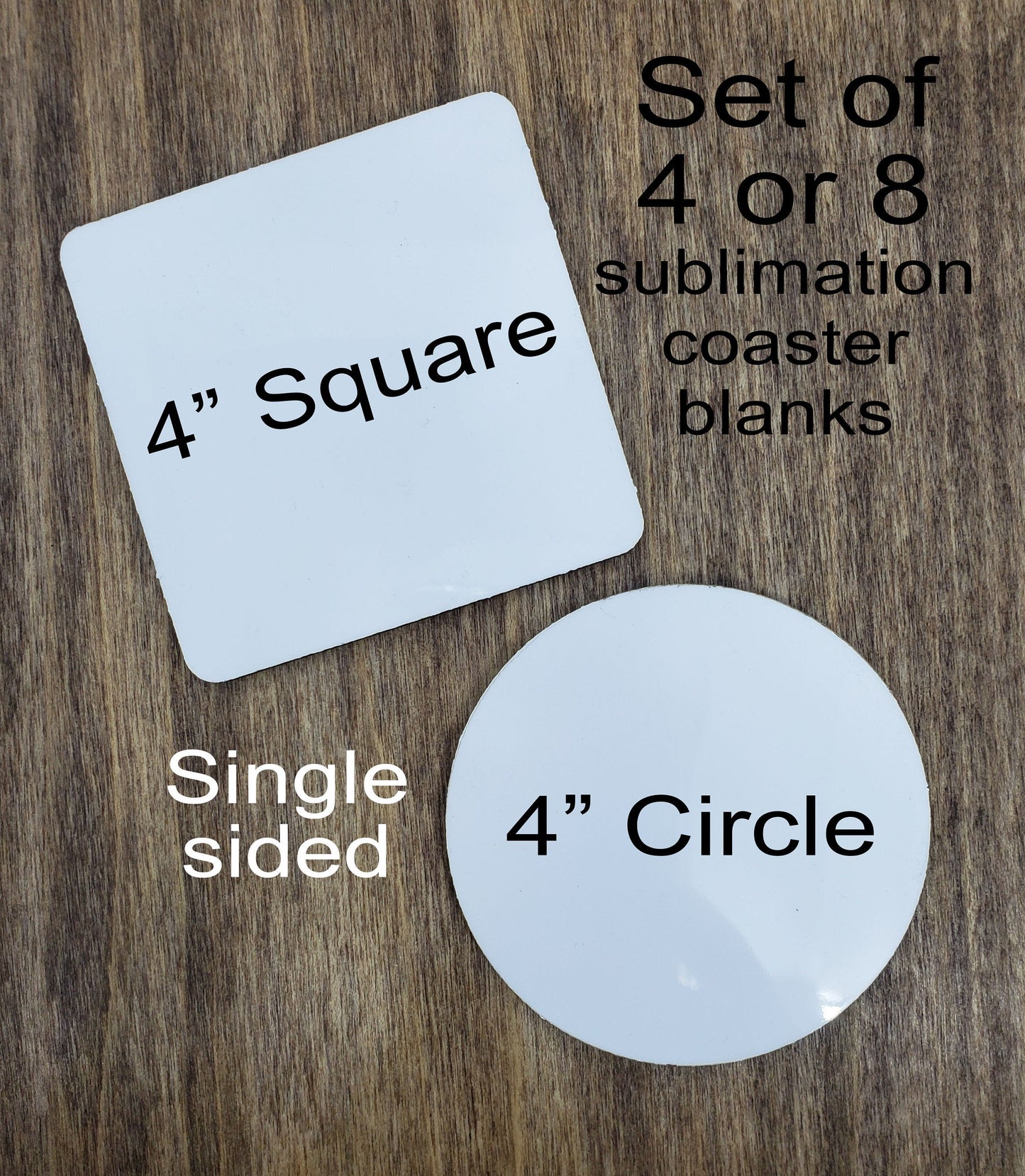 Sublimation hardboard blanks, 4" coaster sublimation blanks, SINGLE-SIDED coaster blanks for sublimation