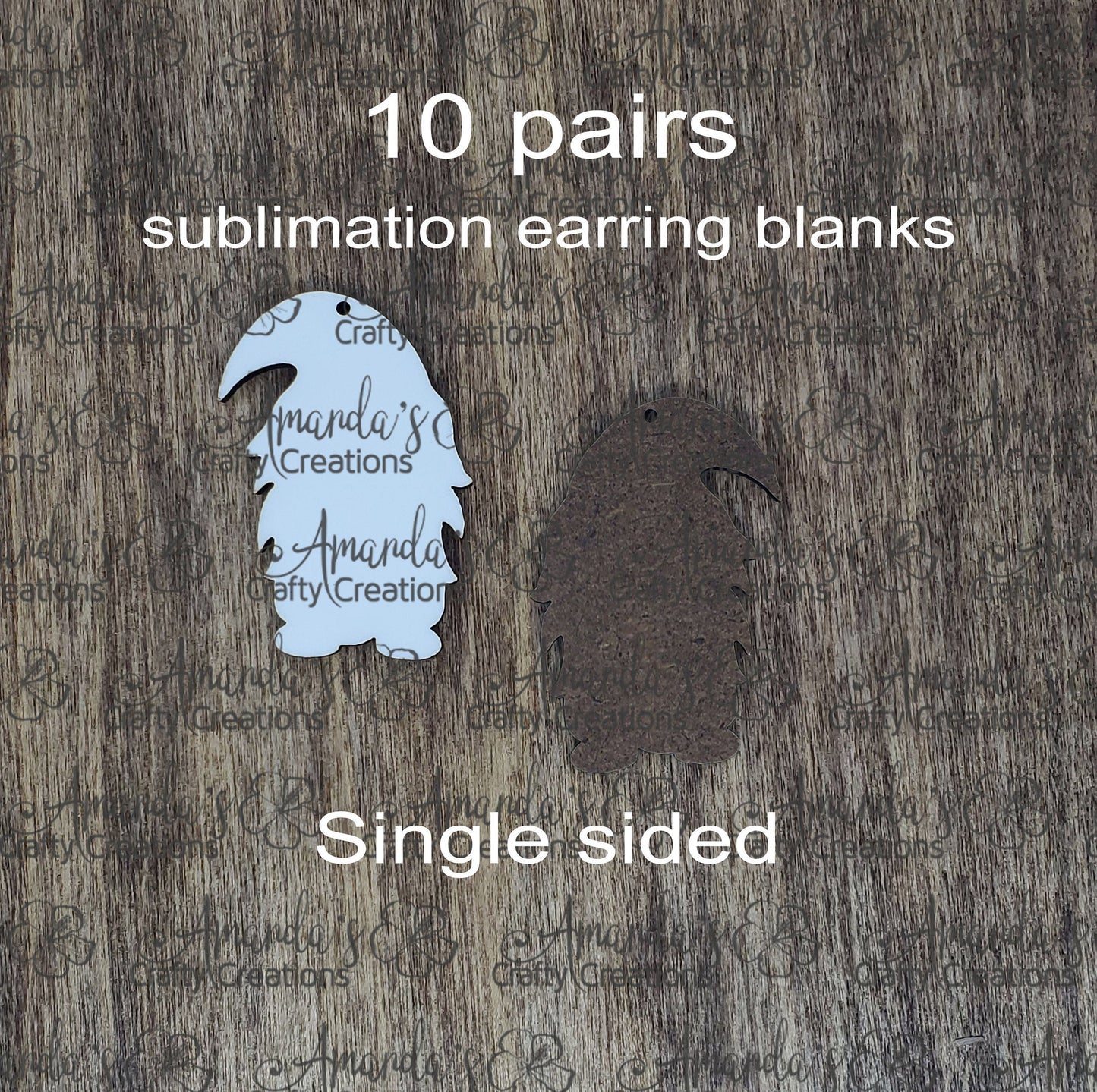 Sublimation hardboard blanks, gnome earring sublimation blanks, SINGLE-sided gnome earring shape blanks for sublimation