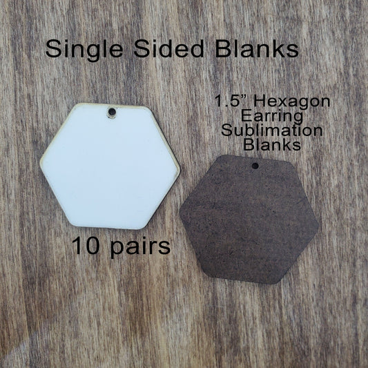 Sublimation hardboard blanks, Hexagon earring sublimation blanks, SINGLE-sided hexagon earring shape blanks for sublimation