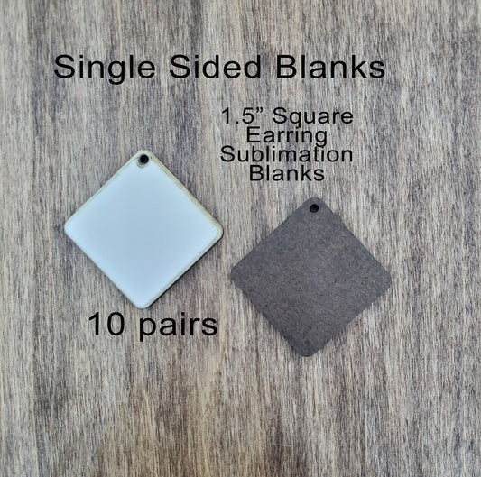 Sublimation hardboard blanks, square earring sublimation blanks, SINGLE-sided square earring shape blanks for sublimation