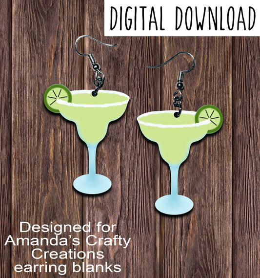 Lime Margarita Glass Earring Sublimation Design, Hand drawn Margarita Sublimation earring design, digital download, JPG, PNG